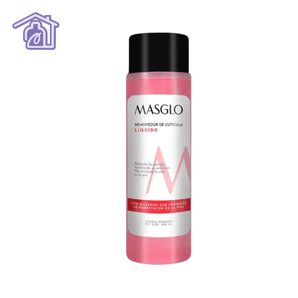 Envase de removedor de cutícula líquido Masglo profesional de 495 ml para ablandar, limpiar y preparar la uña.
