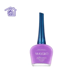 Frasco de esmalte de uñas Masglo línea tradicional color Psicodélica de 13,5 ml con acabado cremoso de la gama morado.