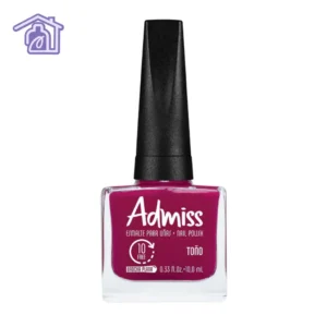 Frasco de esmalte de uñas Admiss línea tradicional color Toño de 10 ml con acabado cremoso de la gama rojo.