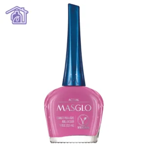 Frasco de esmalte de uñas Masglo línea tradicional color Actual de 13,5 ml con acabado cremoso de la gama rosado.