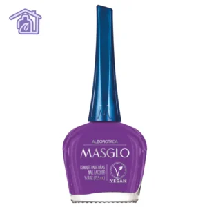 Frasco de esmalte de uñas Masglo línea tradicional color Alborotada de 13,5 ml con acabado cremoso de la gama morado.