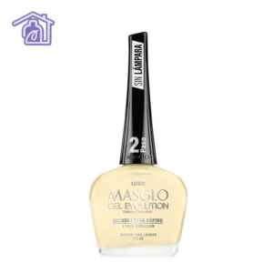 Frasco de esmalte de uñas Masglo Gel Evolution color Astuta de 13,5 ml con acabado cremoso de la gama amarillo.