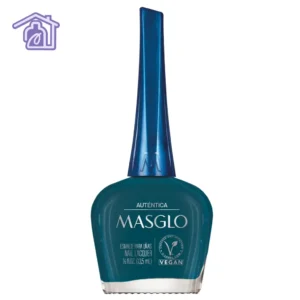 Frasco de esmalte de uñas Masglo línea tradicional color Auténtica de 13,5 ml de la gama azul.
