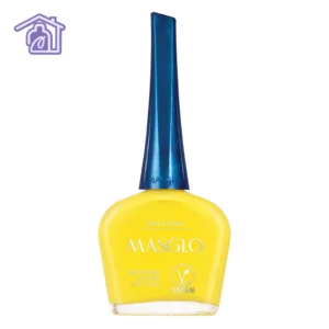 Frasco de esmalte de uñas Masglo línea tradicional color Bailadora de 13,5 ml con acabado cremoso de la gama amarillo.
