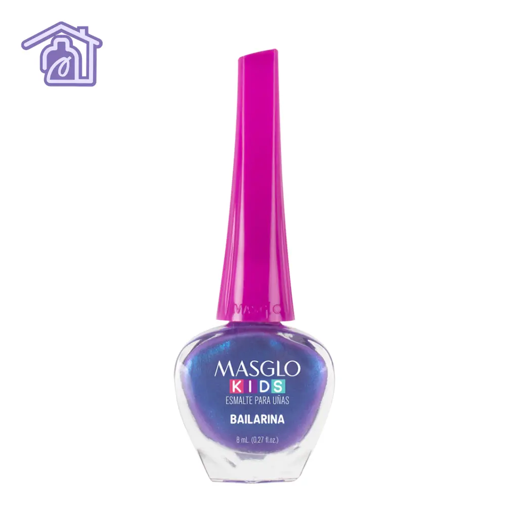 Frasco de esmalte de uñas Masglo Kids color Bailarina de 8 ml, fórmula lavable para niños.