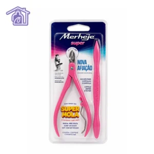 alicate para cuticulas profesional merheje super rosa con espatula empujador de cuticula manicura pedicura en casa