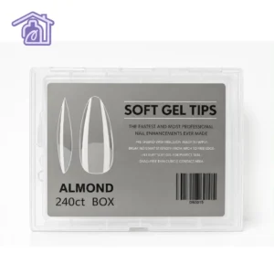 tips de soft gel almond caja de 240 unidades transparentes pre-diseñados de alta resistencia y flexibilidad para extensiones de uñas express