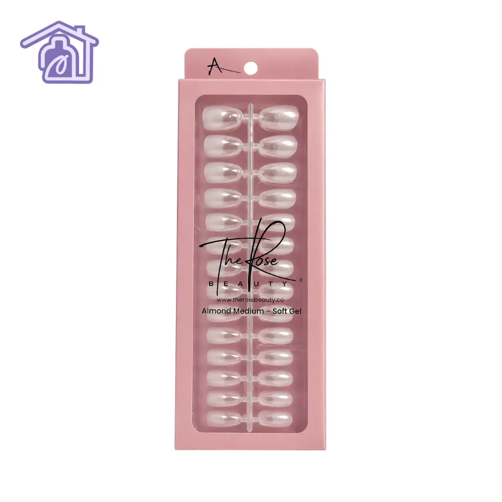 tips de soft gel the rose beauty almond medium estuche rosa blister con extensiones de unas transparentes pre-diseñadas para manicura express