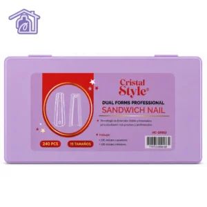 moldes dual system cristal style sandwich nail caja lila de 240 piezas moldes superiores e inferiores profesionales para extensiones de unas