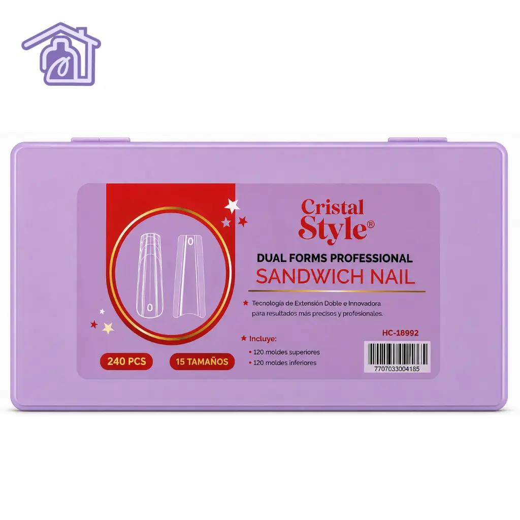 moldes dual system cristal style sandwich nail caja lila de 240 piezas moldes superiores e inferiores profesionales para extensiones de unas