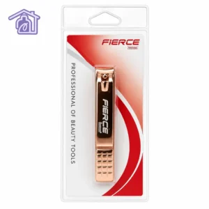 corta unas oro rosa fierce krismar en acero con acabado oro rosa brillante en empaque protector