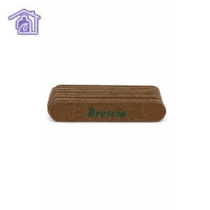 paquete de limas mini brescia de tamano compacto de color marron con logo en verde