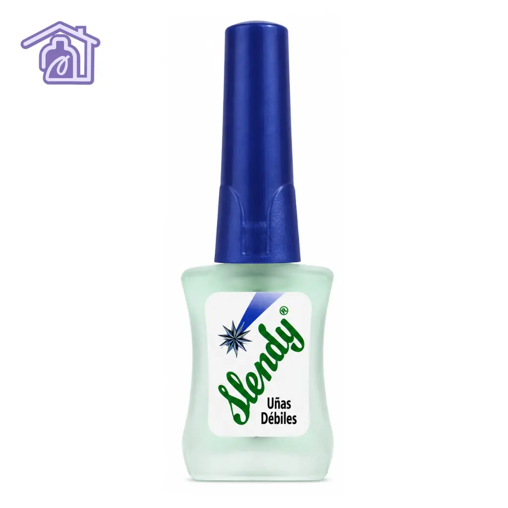 base tratamiento para uñas debiles y quebradizas marca slendy frasco esmerilado verde con tapa azul