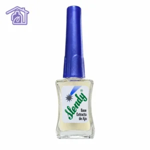 base tratamiento con extracto de ajo para uñas marca slendy frasco de vidrio con tapa azul