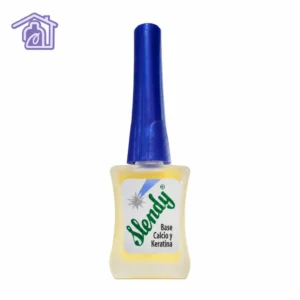 base tratamiento de calcio y keratina para uñas marca slendy frasco esmerilado amarillo con tapa azul