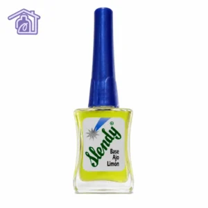 base tratamiento con ajo y limon para uñas marca slendy frasco de vidrio amarillo con tapa azul