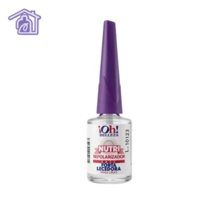 base fortalecedora nutri repolarizador para uñas marca oh belleza frasco de vidrio con tapa morada