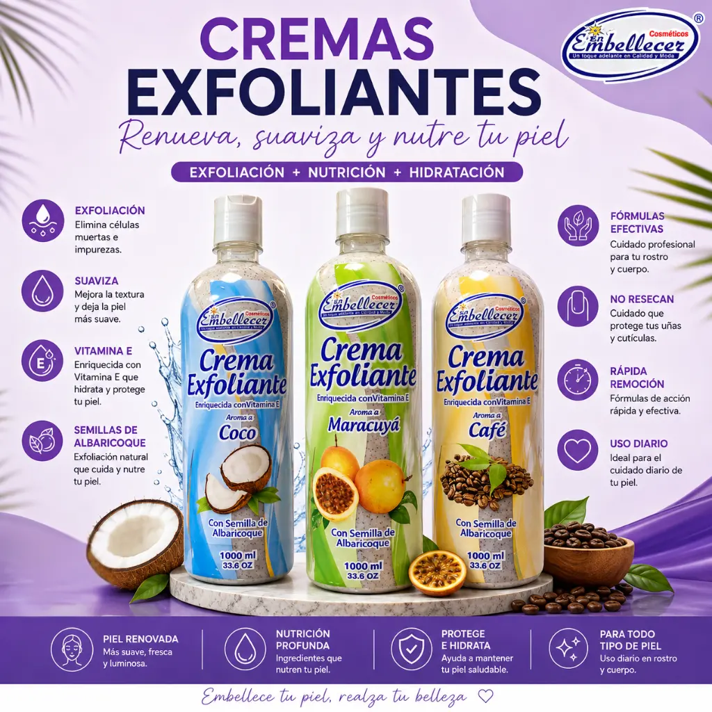 Crema Exfoliante 1000 ml (Varios Aromas) Embellecer