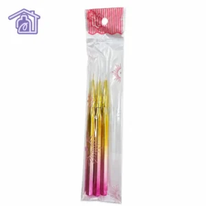 set de 3 pinceles liner para nail art con mango metalico dorado y rosado