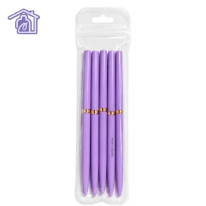 set de 5 pinceles liner para nail art con mango color morado y virola dorada
