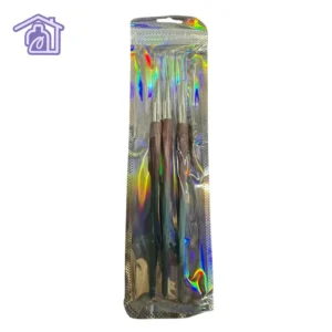 set de 3 pinceles liner para nail art con mango facetado ergonomico en degrade