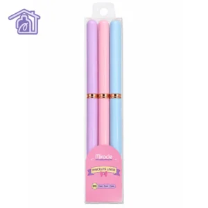 set de 3 pinceles liner para nail art marca miracle en tonos pastel lila rosa y azul con virola dorada