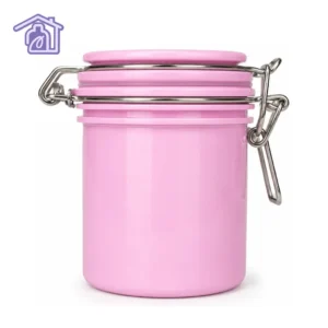 recipiente hermetico pequeno andisa de color rosado con cierre de broche metalico para guardar pegamento de pestañas
