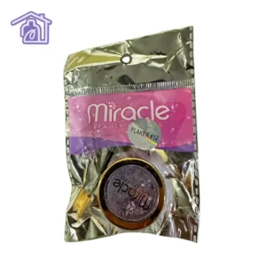 empaque de pigmento efecto flakes morado numero 12 marca miracle beauty experts con aplicador de esponja para decoracion de unas