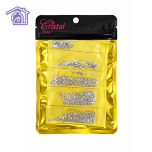 paquete de cristales y piedras para unas organizados en tiras individuales de seis tamanos marca cristal style