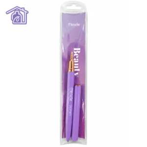 pincel liner de 20 milímetros marca miracle beauty experts en tono lila con virola dorada y tapa protectora en empaque morado