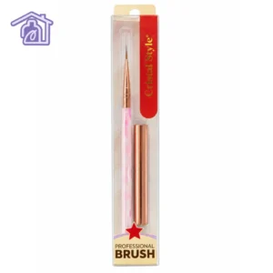 pincel liner de 10 milímetros marca cristal style con mango marmolado rosado, virola y tapa dorada en empaque transparente