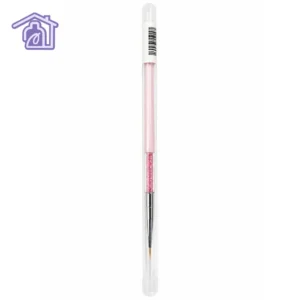 pincel liner numero 0 marca belleza global de color rosado con contenedor transparente de cristales brillantes en el mango