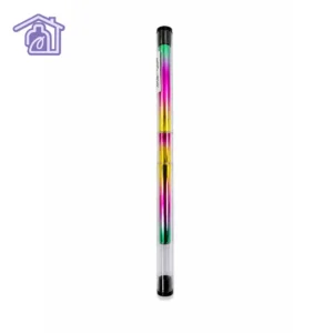 pincel liner de doble punta marca cristal style con mango metálico tornasol iridiscente en estuche tubular transparente