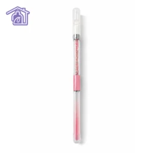 pincel liner de 7 milimetros color rosado con capsula de cristales brillantes en el mango dentro de estuche tubular transparente