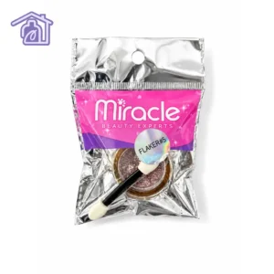 empaque de decoracion flaker individual numero 5 marca miracle beauty experts en pote con aplicador de esponja