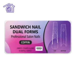 caja de moldes sandwich nail dual forms professional salon nails estilo coffin con 240 piezas transparentes