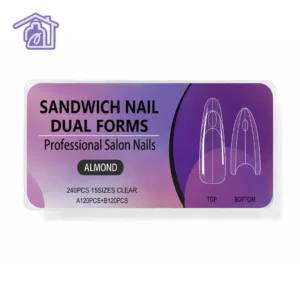 caja de moldes sandwich nail dual forms professional salon nails estilo almond con 240 piezas transparentes