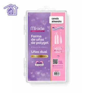 caja transparente de moldes dual forms forma de unas de polygel almendradas con canula marca miracle beauty experts 100 unidades