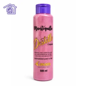 frasco de mantequilla destello corporal casam professional de 500 ml color rosado con destellos brillantes