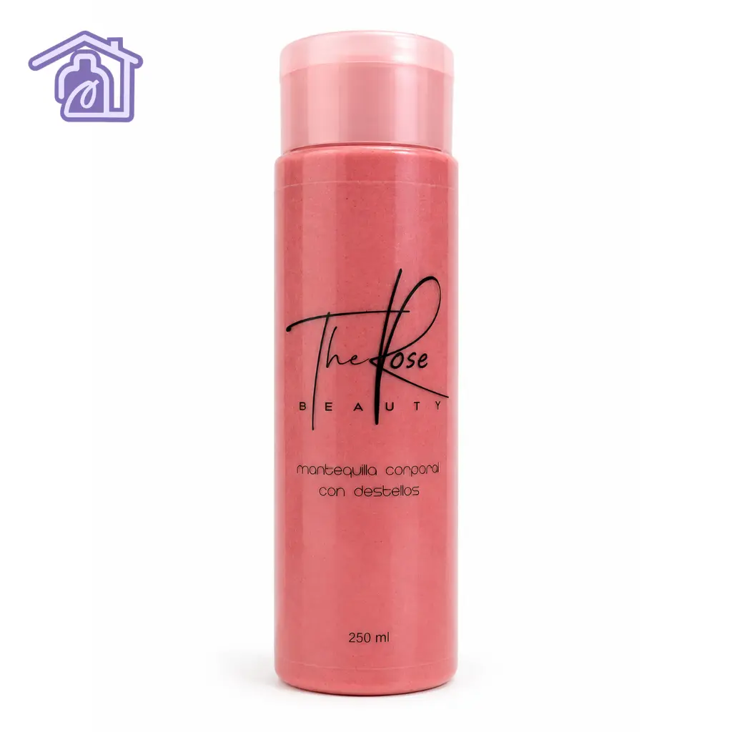 frasco de mantequilla corporal con destellos the rose beauty de 250 ml color rosado