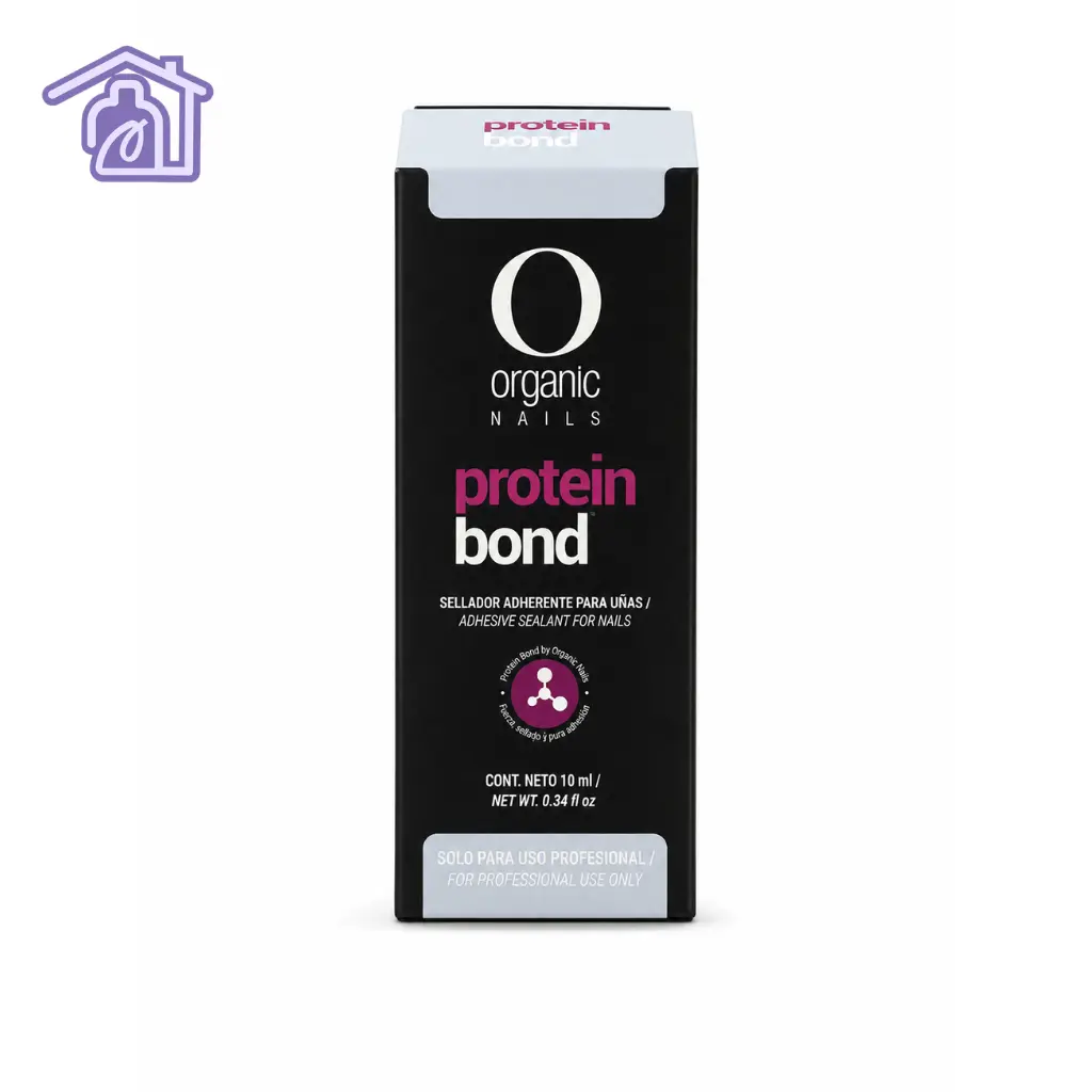 caja negra de sellador adherente para uñas protein bond organic nails de 10 ml