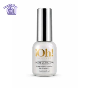 frasco plateado metalizado de primer para uñas saludables marca oh belleza de 10 ml