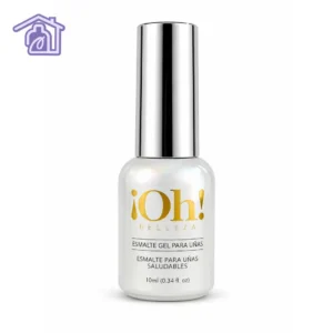 frasco plateado metalizado de deshidratador para uñas saludables marca oh belleza de 10 ml
