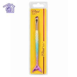 pincel difuminador para unas con mango en forma de cola de sirena degradado de dorado a morado marca cristal style
