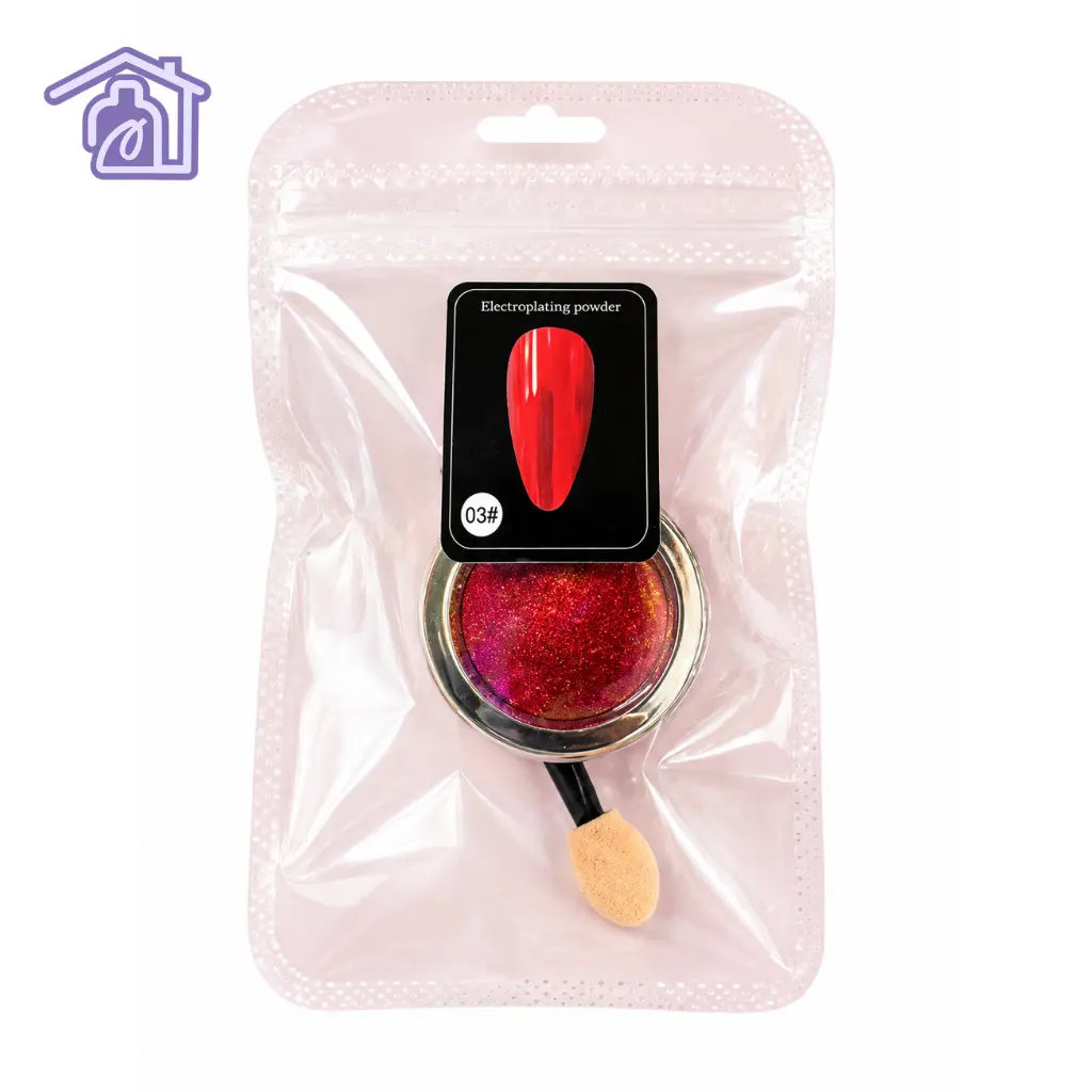 pigmento en polvo efecto espejo rojo para unas tono 03 electroplating powder con aplicador de esponja