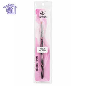 pincel angular para unas marca gratia con mango acrilico transparente y cerdas biseladas para nail art