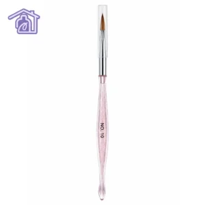 pincel para acrilico 10 con mango acrilico transparente rosado y protector de cerdas