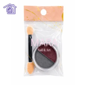 efecto espejo mixto mara nail and art en tarro circular dividido con aplicador de esponja y empaque sellado