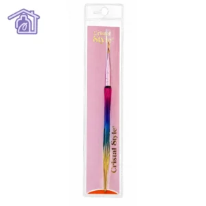 pincel difuminador cristal style para decoracion de unas con mango multicolor y cerdas desfiladas en empaque transparente