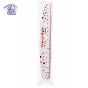 lima regla 80 100 cristal style con escala milimetrica en centimetros y diseno de estrellas rojas